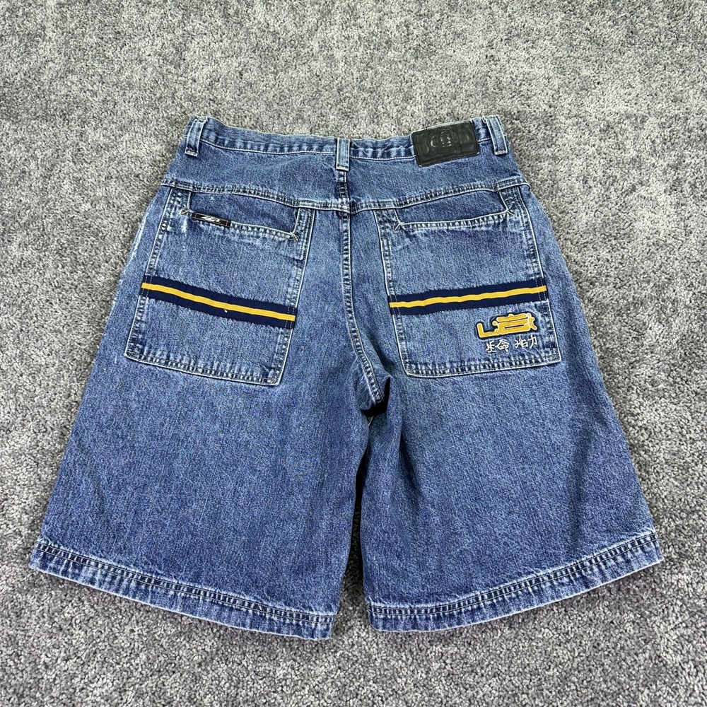 L.E.I. Shorts Mens 34 Blue Denim Bermuda Relaxed Fit Embroidered Y2K Pockets